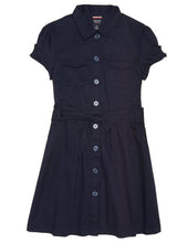 Load image into Gallery viewer, French Toast Girls&#39; Twill Safari Shirtdress Navy

