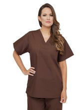 Load image into Gallery viewer, Lizzy-B V-neck Scrub Top Brown
