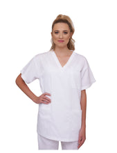 Load image into Gallery viewer, Lizzy-B V-neck Scrub Top (3 Pockets) White