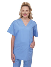 Load image into Gallery viewer, Lizzy-B V-neck Scrub Top (3 Pockets) Light Blue