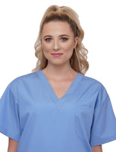 Load image into Gallery viewer, Lizzy-B V-neck Scrub Top (3 Pockets) Light Blue