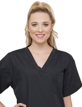 Load image into Gallery viewer, Lizzy-B V-neck Scrub Top (3 Pockets) Black