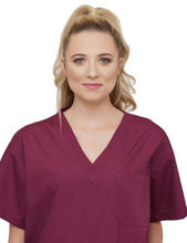 Load image into Gallery viewer, Lizzy-B V-neck Scrub Top (3 Pockets) Burgundy