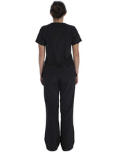 Load image into Gallery viewer, Vital Threads Womens Scrubs Set V-Neck Top & Drawstring Pant VT514C Black
