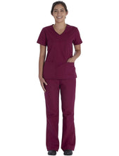 Load image into Gallery viewer, Vital Threads Womens Scrubs Set V-Neck Top & Drawstring Pant VT514C Wine