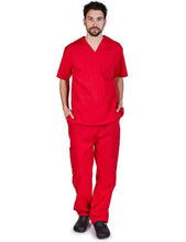 Load image into Gallery viewer, Natural Uniforms Men&#39;s Scrub Set Medical Scrub Top and Pants Red