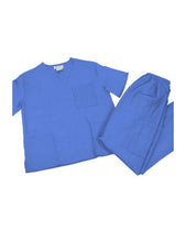 Load image into Gallery viewer, M&amp;M SCRUBS Women Set Medical Top and Pants. Run Large Ceil Blue