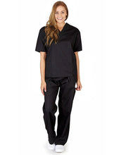 Load image into Gallery viewer, M&amp;M SCRUBS Women Set Medical Top and Pants. Run Large Black