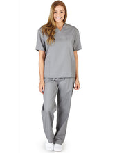 Load image into Gallery viewer, M&amp;M SCRUBS Women Set Medical Top and Pants. Run Large Grey