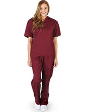 Load image into Gallery viewer, M&amp;M SCRUBS Women Set Medical Top and Pants. Run Large Burgundy