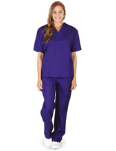 Load image into Gallery viewer, M&amp;M SCRUBS Women Set Medical Top and Pants. Run Large Purple