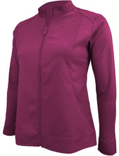 Load image into Gallery viewer, M&amp;M Scrubs Women&#39;s Ultra Soft Front Zip Warm-Up Scrub Jacket (5200) Burgundy