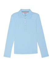 Load image into Gallery viewer, French Toast Girls&#39; Long Sleeve Interlock Polo With Picot Collar Light Blue