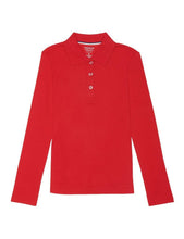 Load image into Gallery viewer, French Toast Girls&#39; Long Sleeve Interlock Polo With Picot Collar Red