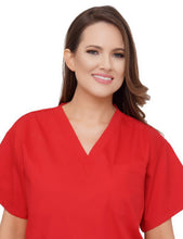 Load image into Gallery viewer, Lizzy-B V-neck Scrub Top Red
