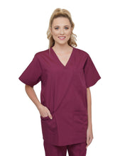 Load image into Gallery viewer, Lizzy-B V-neck Scrub Top (3 Pockets) Burgundy
